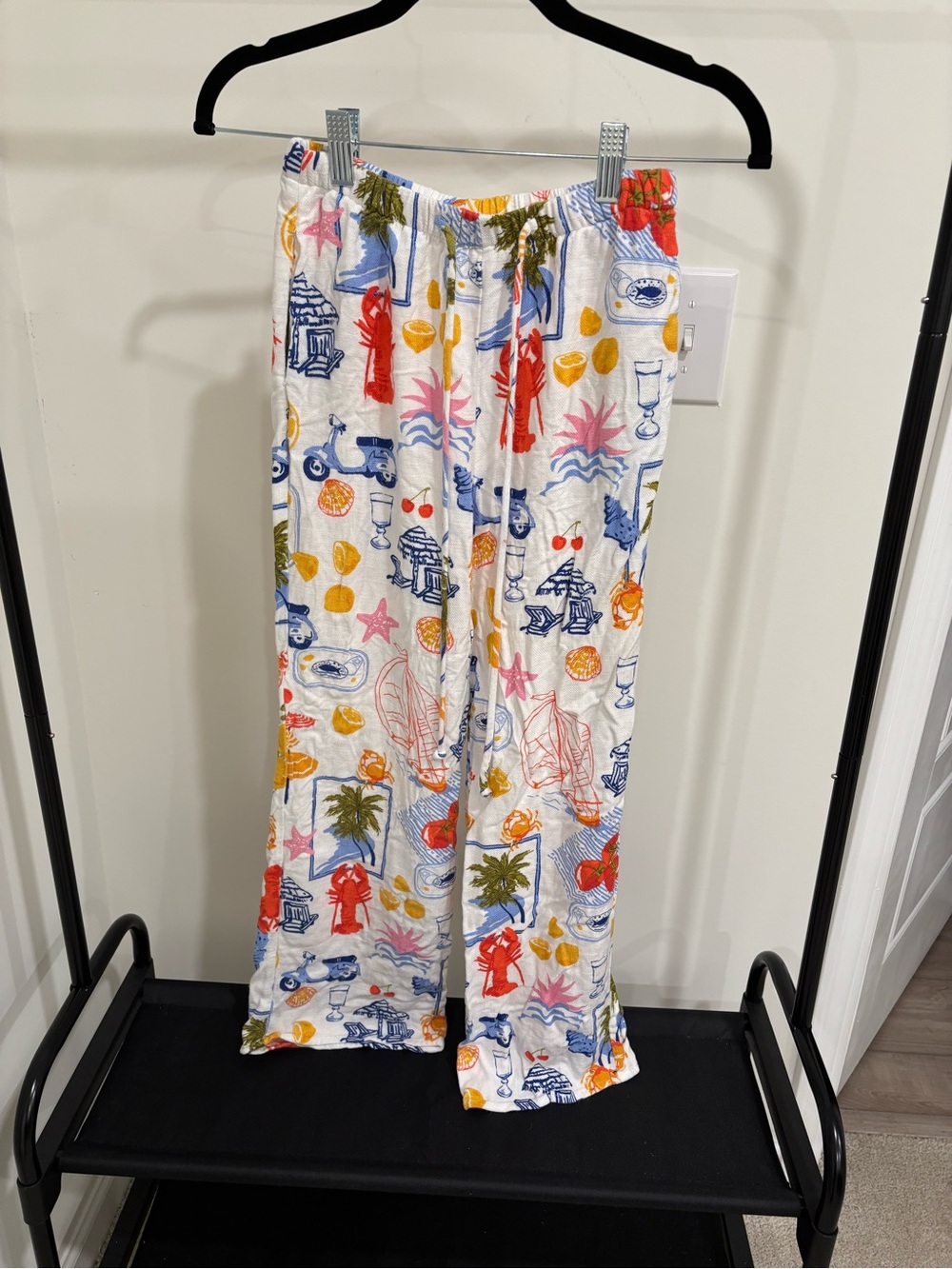 Sienna Sky White Multi Tropical Print Wide-Leg Pants